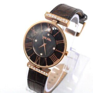 Folli Follie Watch Womens Gold Tone Stainless Steel Classic Quartz Black Dial